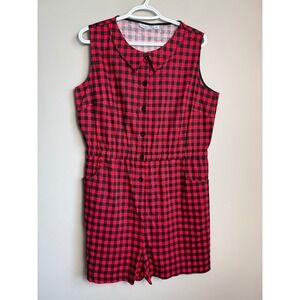 Orchid Bloom Buffalo Plaid Romper 14 Gingham Sleeveless Button Front Rockabilly